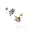 GEM PAVED CAT 316L SURGICAL STEEL CARTILAGE, EAR CUFF BARBELL (ANIMAL)